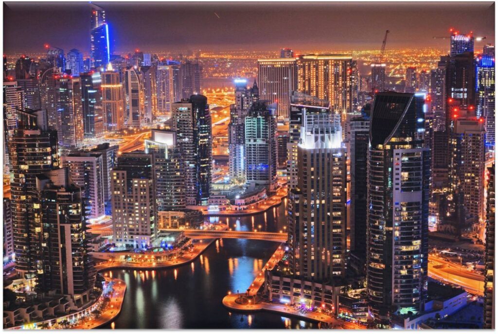 Marina Dubai at night